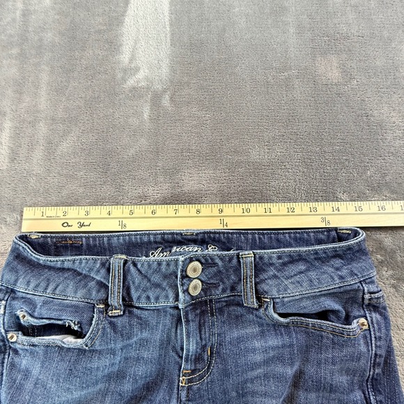 American Eagle Artist Jeans Womens 4 Regular Medium Wash Flare Stretch Low Rise - Picture 5 of 8